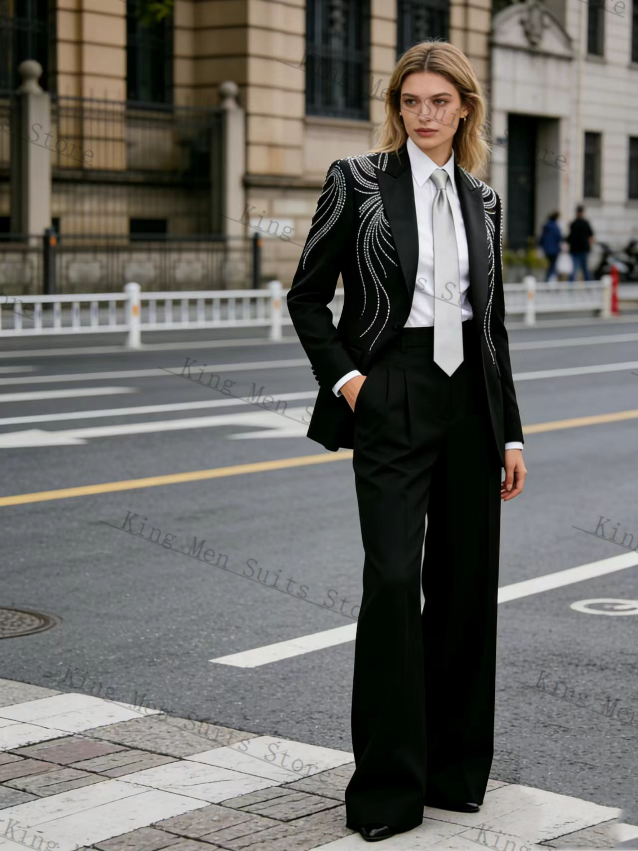 Women'S Formal Wear Tuxedo - Conjunto de Terno Feminino Preto 2