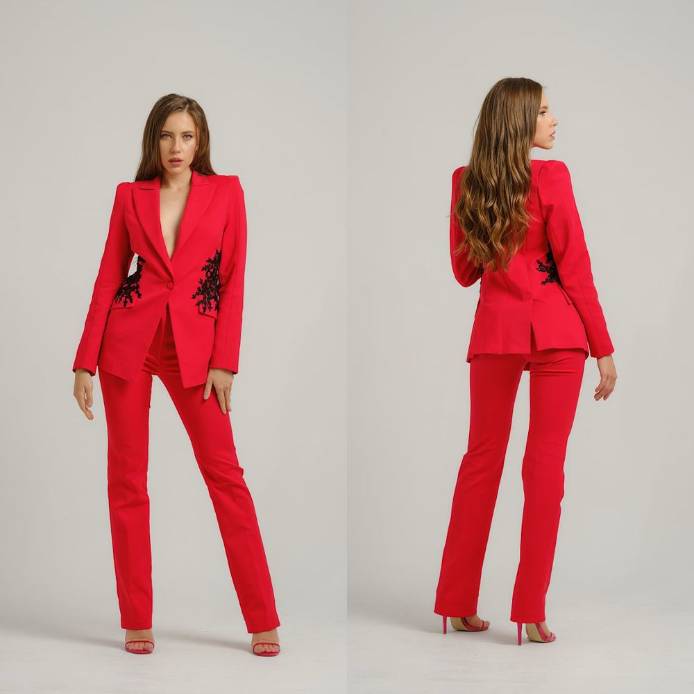 Formal Dress Female - Vestidos femininos elegantes com apliques, jaqueta