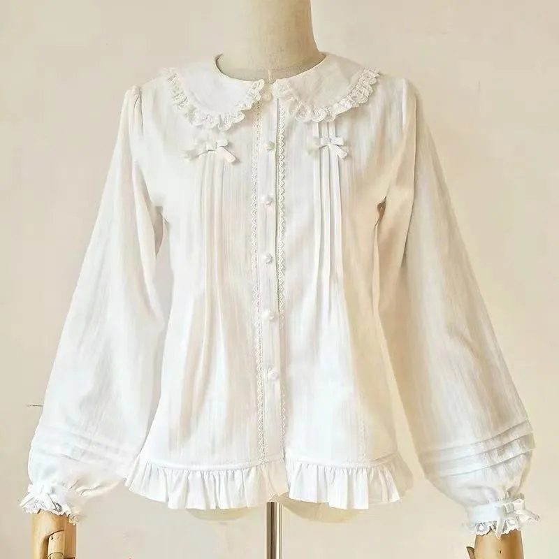 Lolita bonito branco camisa fe - Women'S Formal Wear Blouse avaliação e preço