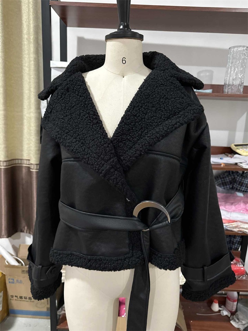 Jaqueta feminina de couro pu p - Women Formal Wear Belt avaliação e preço