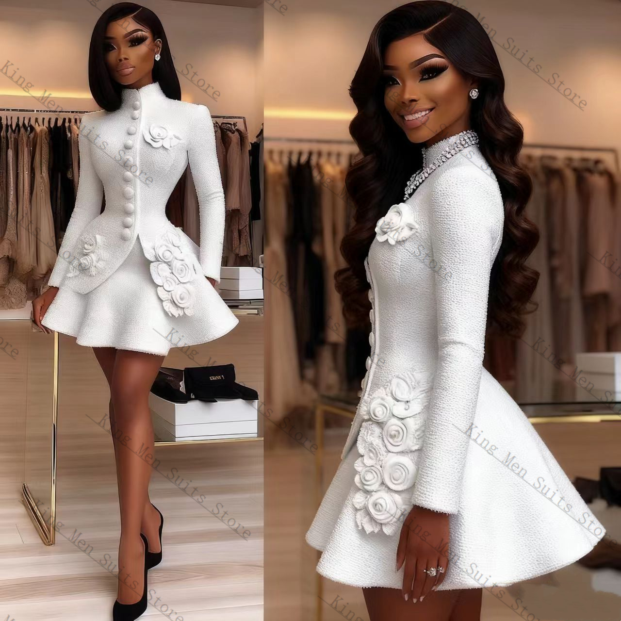 Luxo branco feminino terno con - Women'S Formal Wear Tuxedo avaliação e preço