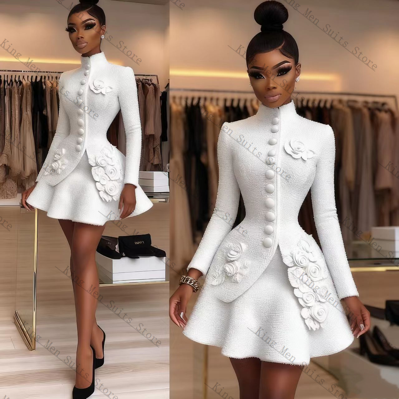 Luxo branco feminino terno con - Women'S Formal Wear Tuxedo avaliação e preço
