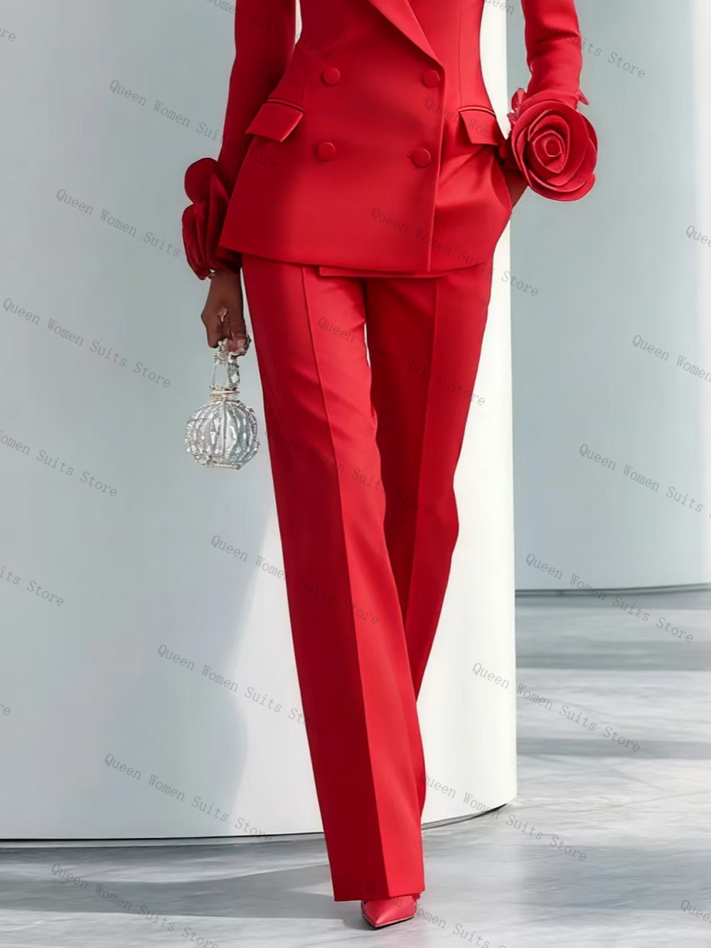 Luxo vermelho feminino terno c - Women'S Formal Wear Tuxedo avaliação e preço
