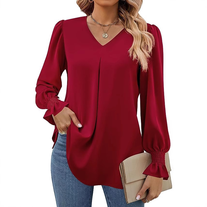 Camisa feminina de manga compr - Women'S Formal Wear Blouse avaliação e preço