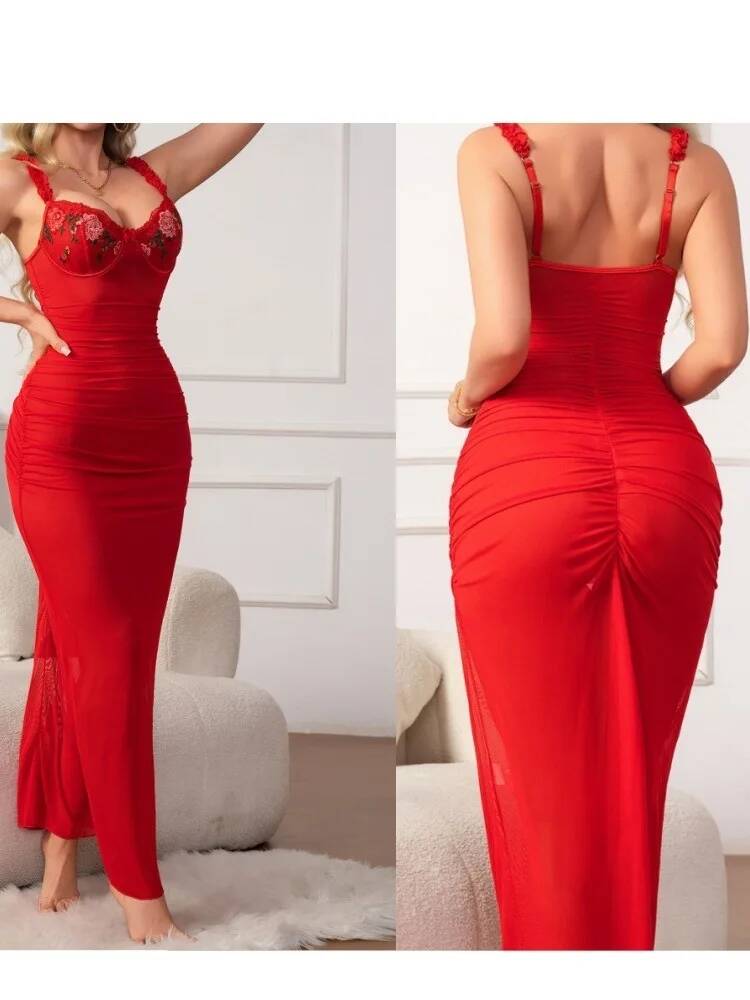Vestido vermelho ruched com al - Women Formal Wear Trends avaliação e preço
