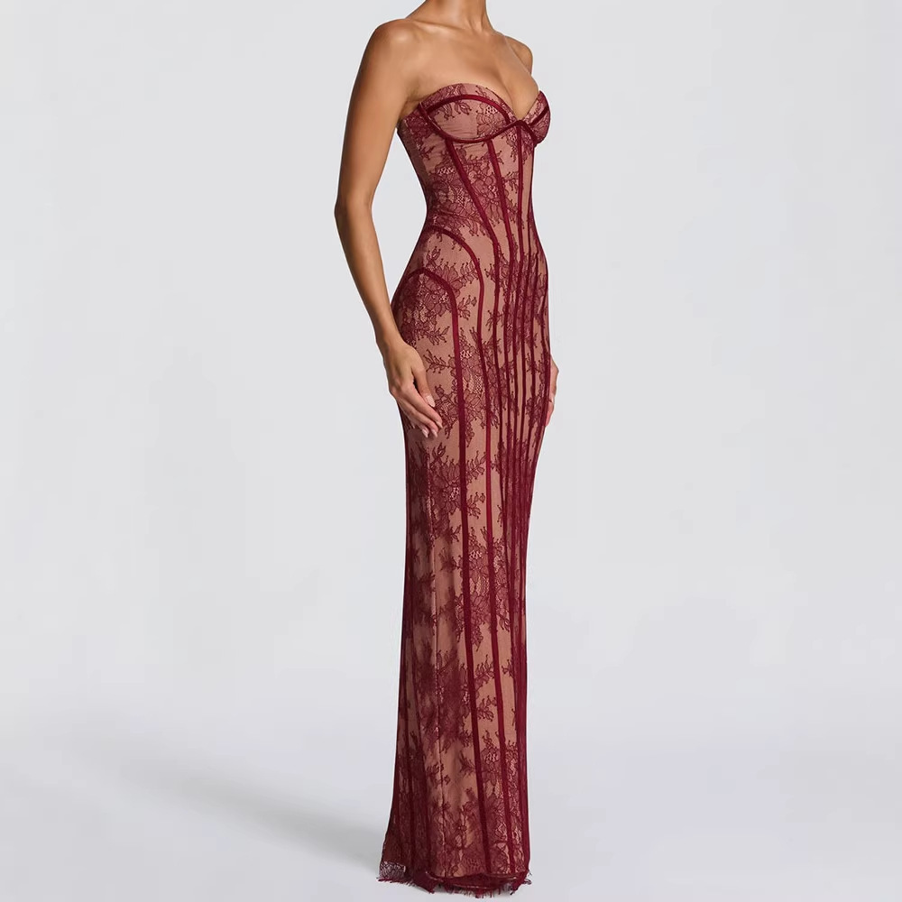 Vestido Maxi Bodycon Sem Alças - Women Formal Wear For Party avaliação e preço